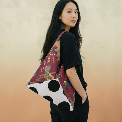 Handmade bento bag | Polka dots & Geishas garden