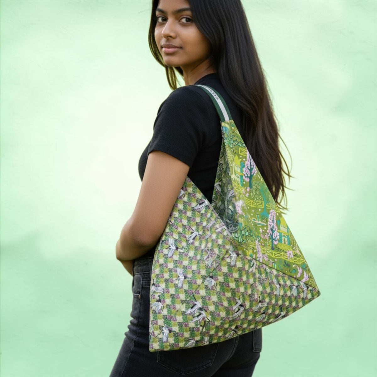 Handmade bento bag | Green Japan landscapes