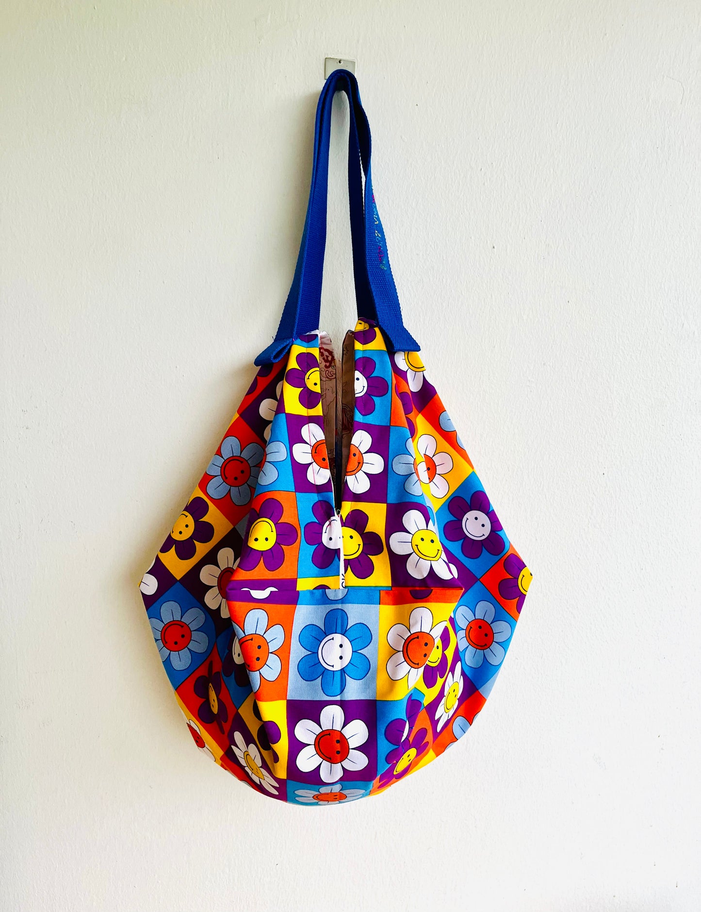 Origami sac bag , colorful reversible bag , shoulder Japanese inspired sac bag , eco friendly shopping bag | Margaritas felices - Jiakuma