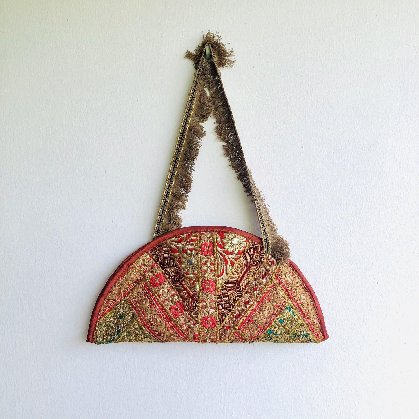 Curry puff shape bag , handmade original shoulder embroidery bag , textile eco friendly bag | Chennai - Jiakuma