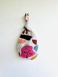 Knot origami bag , reversible fabric wrist bag , colorful eco friendly small bag | Going out with my besties for sushi