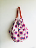 Origami sac bag , reversible handmade fabric bag , Japanese inspired bag ,  large sac bag | Art nouveau velvet garden with hidden fower eyes - Jiakuma