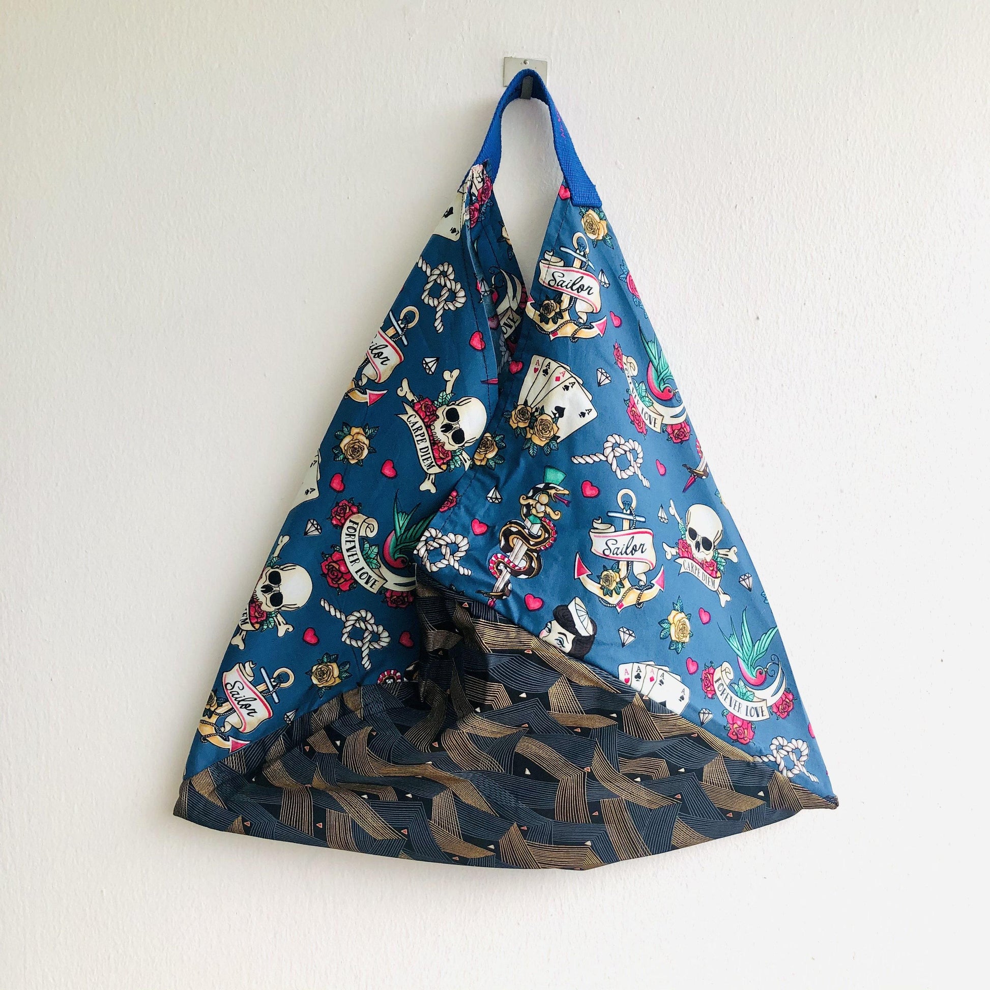 Origami bento bag. Shoulder tote eco bag , handmade Japanese inspired bag | Sailors in Hokkaido ‘s port - Jiakuma