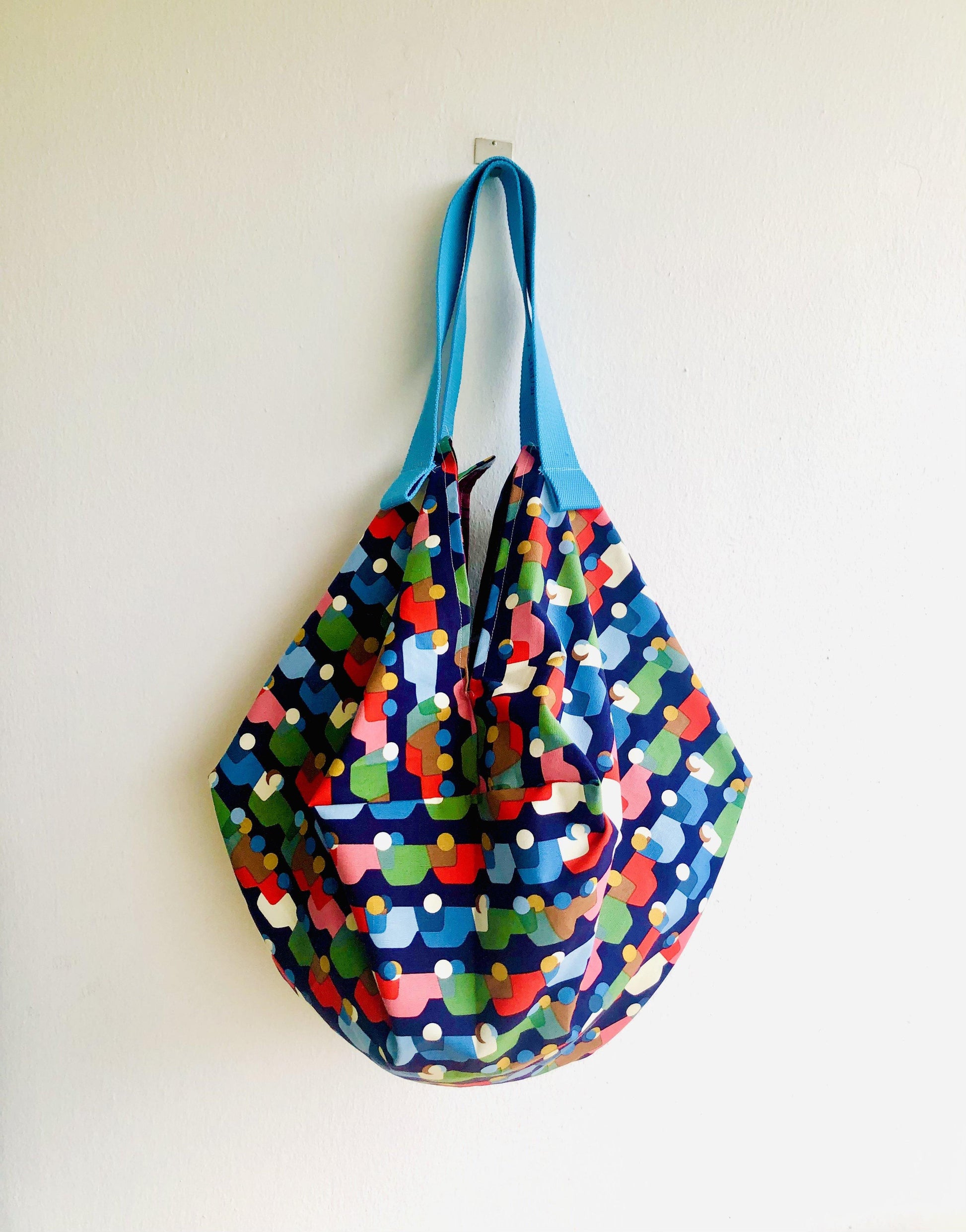 Origami sac bag , reversible fabric shoulder bag , handmade colorful Japanese inspired bag | Colorful traffic jam - Jiakuma