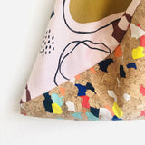 Origami bento bag , shoulder ooak cork eco bag, tote colorful bag | Abstract art & confetti cork - Jiakuma