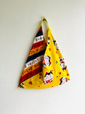 Origami tote bag, triangle Japanese bag , colorful eco friendly shoulder bag , fabric shopping bag | El gato Aristóteles