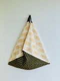 Origami tote bag , shoulder bento bag , handmade triangle Japanese inspired bag | Golden pineapples