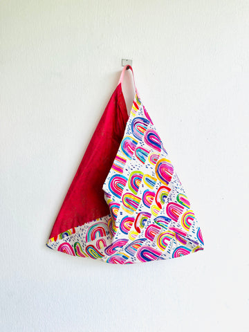 Origami tote bag , shoulder triangle colorful bag , Japanese inspired bag , tote origami bag | Hope
