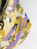 Japanese inspired sac bag , origami shoulder reversible bag , fabric handmade shopping eco bag | Golden cranes & dragons - Jiakuma