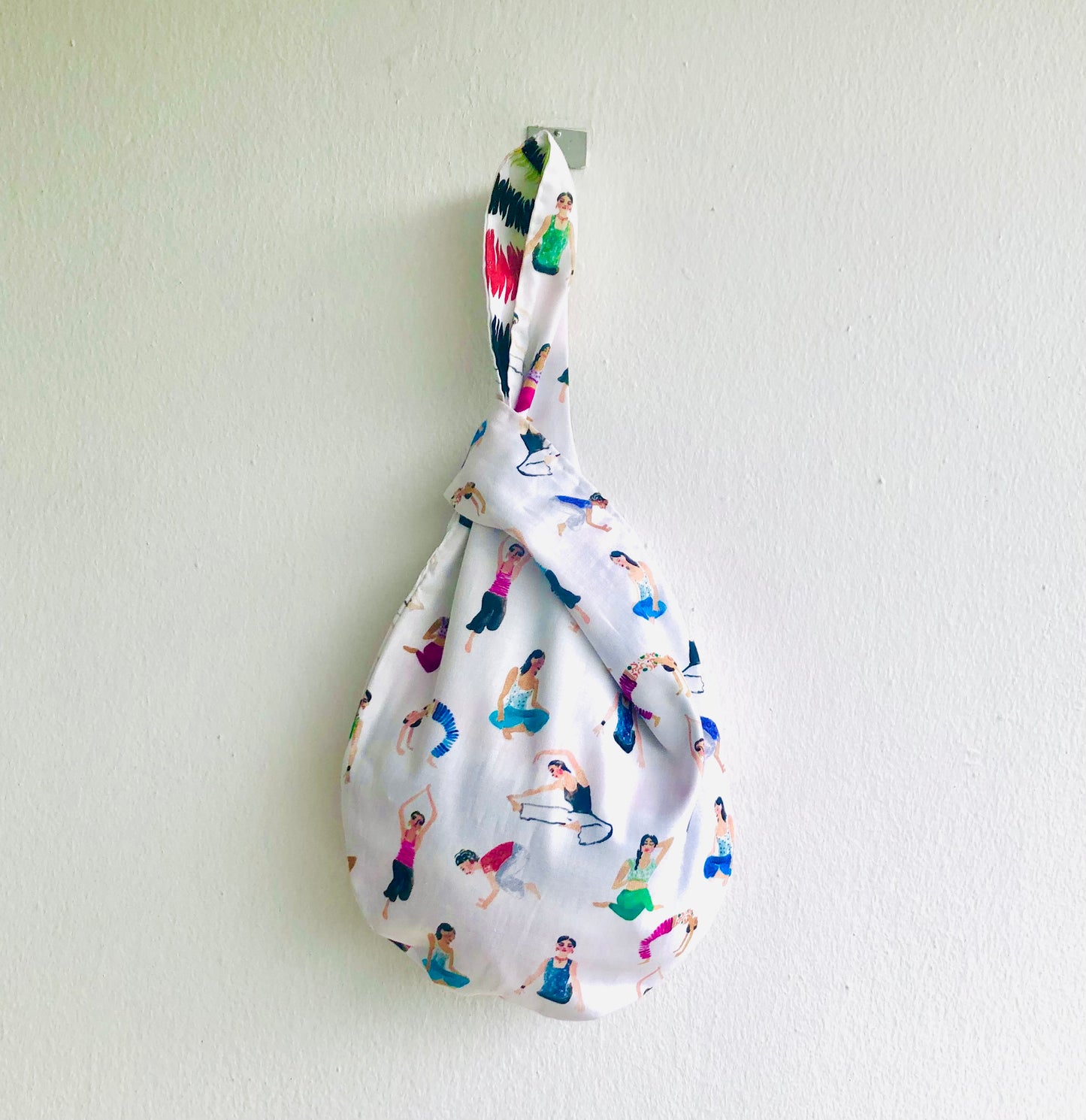 Cute knot Japanese inspired bag , origami reversible fabric bag , wrist bag | Let’s get physical