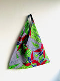 Origami bento bag , Japanese inspired bag , tote bento , origami fabric bag , shoulder bag , colorful bag , African fabric bag | Tropical africa