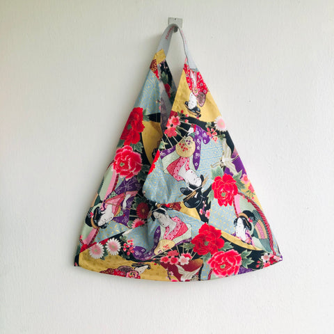Origami bento bag , Japanese inspired tote bag , shoulder triangle bag | Geishas & Roses
