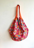 Origami sac bag , colorful reversible fabric bag , Japanese inspired sac bag | Roll and roll and never stop