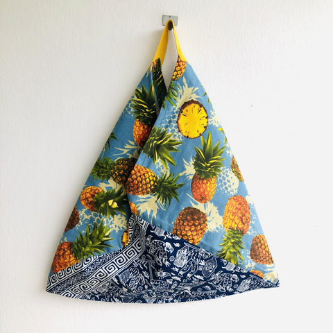 Origami tote bag , shoulder bento bag , colorful eco friendly shopping bag | Pineapples & Batik - Jiakuma