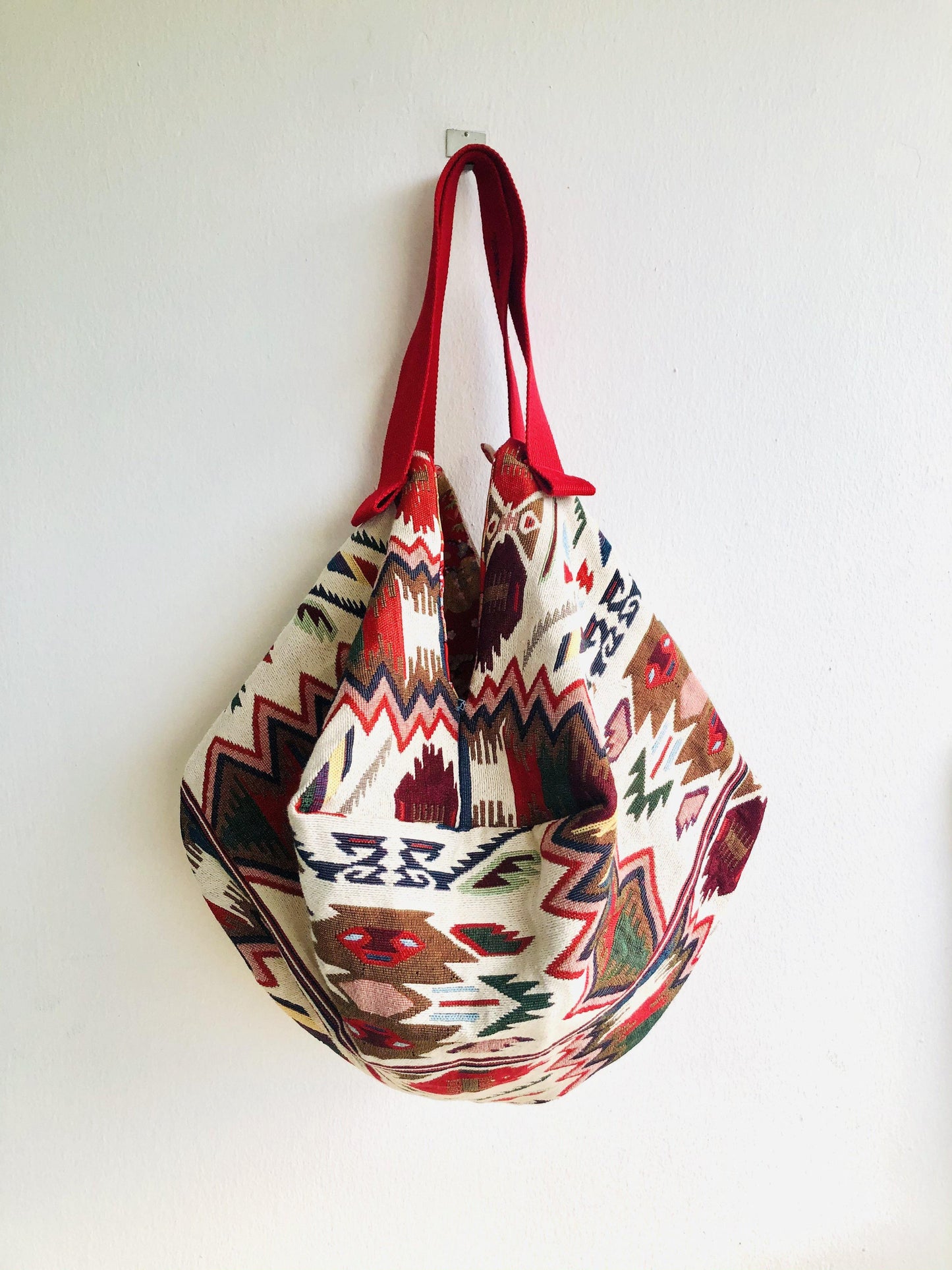 Reversible shoulder bag , origami sac bag , Japanese inspired bag , boho summer bag | Isla Margarita - Jiakuma