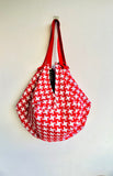 Origami sac bag , reversible fabric red bag , shoulder origami japanese inspired evo bag | Rosso