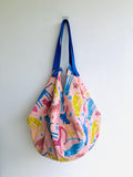 Origami reversible sac bag , colorful shoulder shopping bag , eco friendly handmade Japanese inspired bag | Tigres de colores - Jiakuma