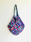 Sac reversible bag , origami handmade colorful velvet lining bag | Candies & dark blue velvet - Jiakuma