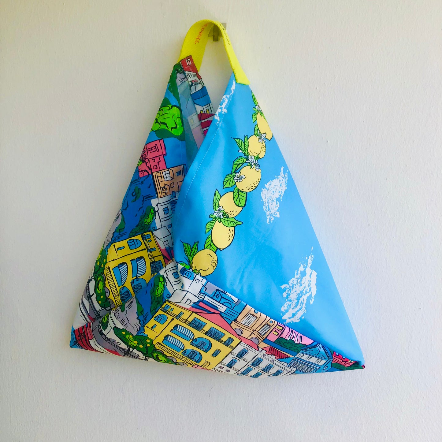 Origami bento bag , shoulder tote colorful fabric bag , Japanese inspired  triangle bag | Positano