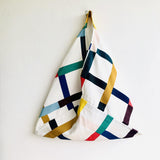 Origami shoulder bento bag , handmade fabric tote bag | Hommage  to Mondrian - Jiakuma
