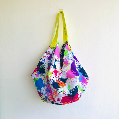 Origami sac bag , reversible fabric shoulder bag , Japanese sac bag | Color splash