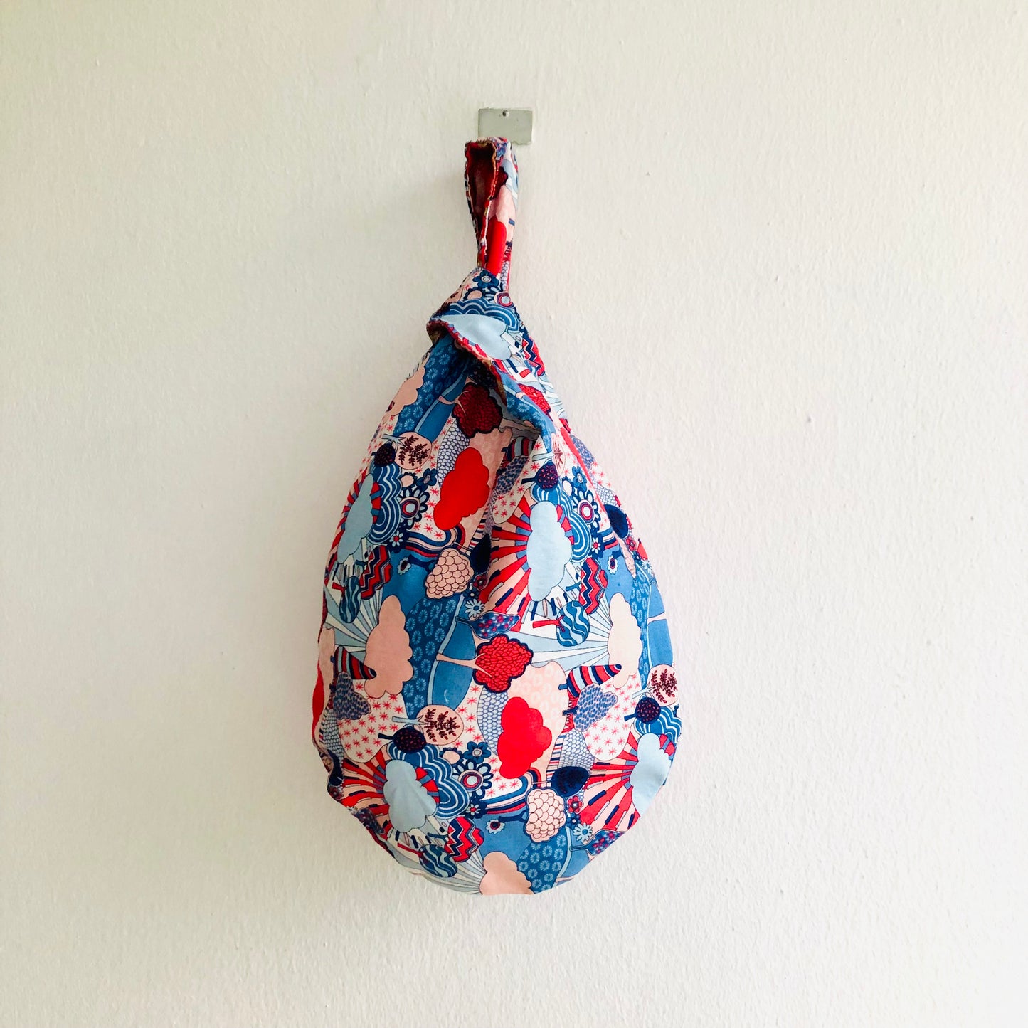 Small cute Japanese inspired bag, reversible fabric knot bag , wrist origami bag | Carnaby wonderland