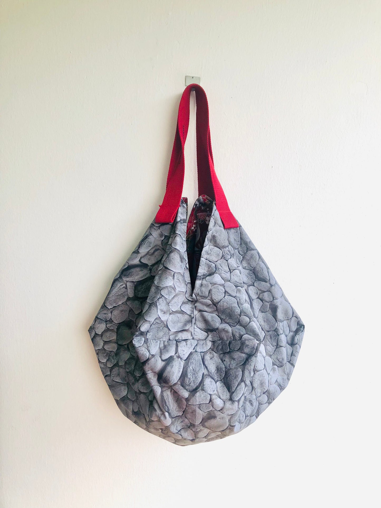 Origami sac bag , reversible Japanese handmade bag , eco friendly shoulder bag | Pebbles