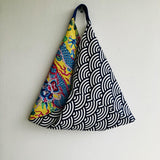 Shoulder bento bag , origami tote triangle fabric handmade bag | Lucky dragon sailing over the waves - Jiakuma