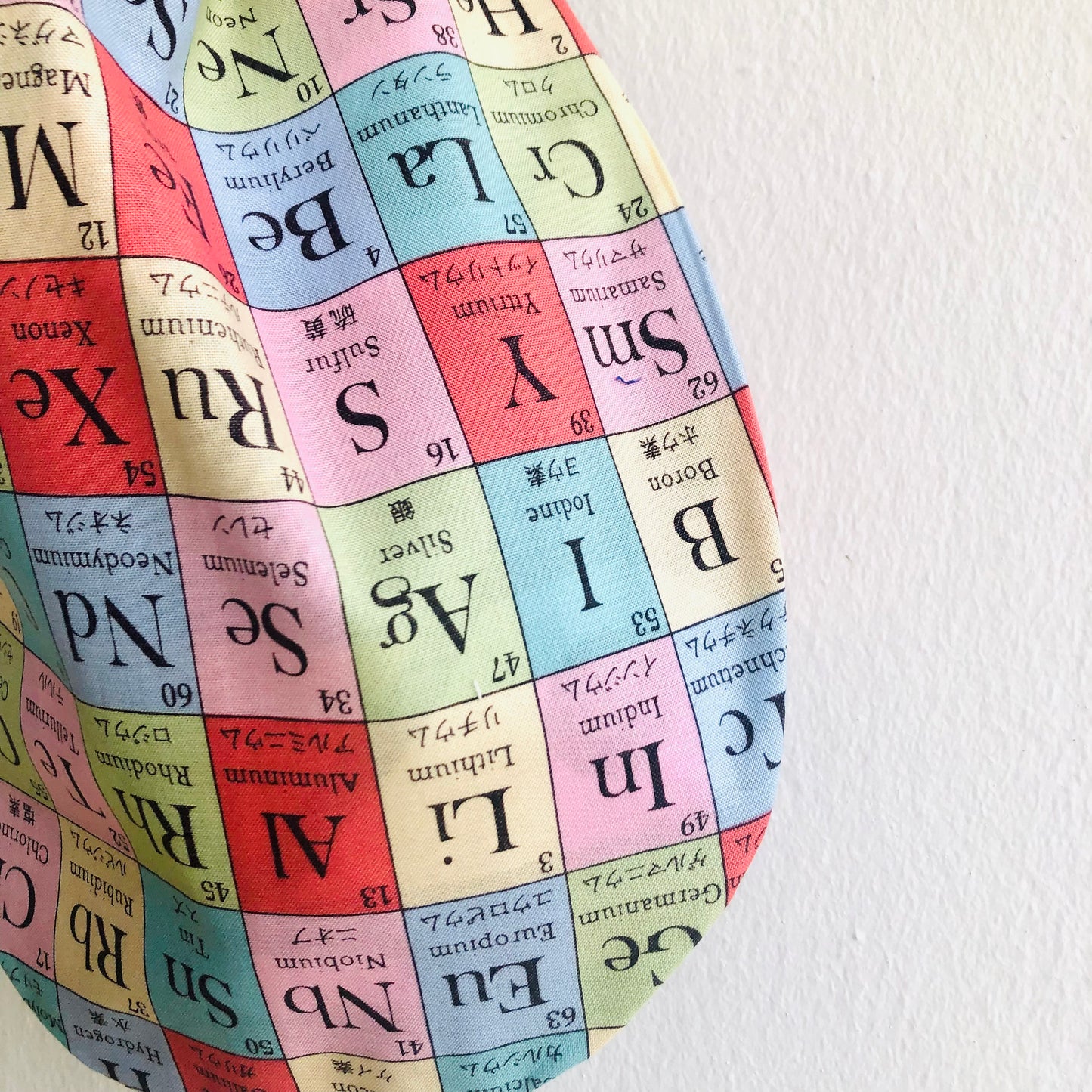 Wrist small bag , origami Japanese style knot bag , reversible fabric bag | The Periodic table