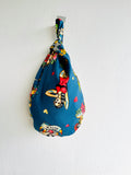 Origami knot bag , Japanese inspired wrist bag , reversible cool fabric eco friendly small bag | Only you