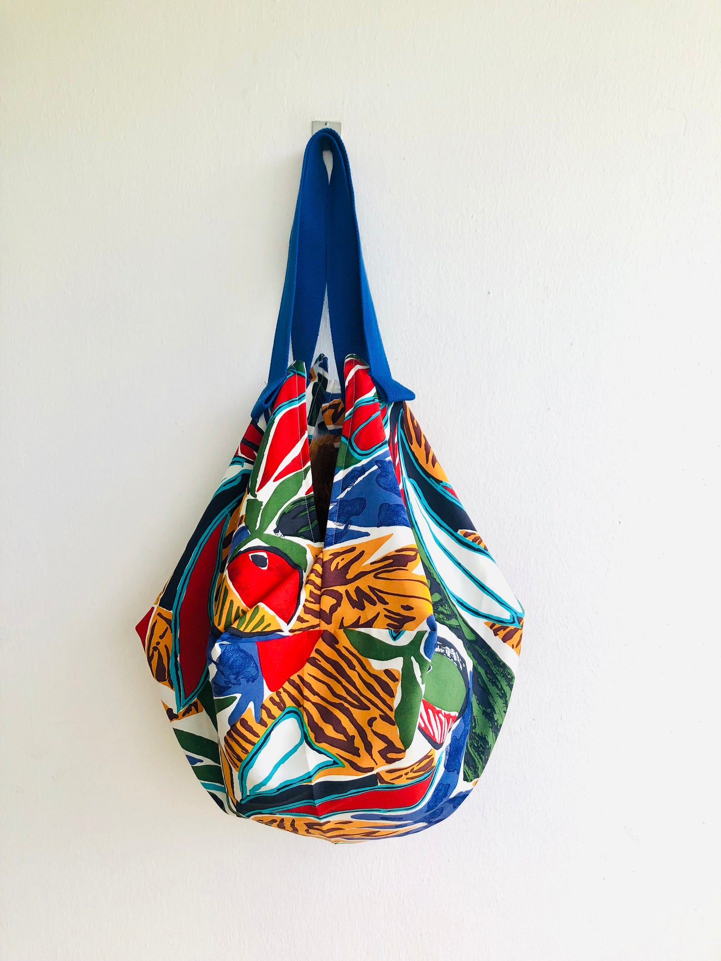 Colorful sac shoulder bag , origami sac bag , reversible fabric Japanese inspired bag | Colorful end of the summer