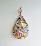 Small wrist bag , origami knot bag , reversible fabric Japanese inspired bag | Tigercat