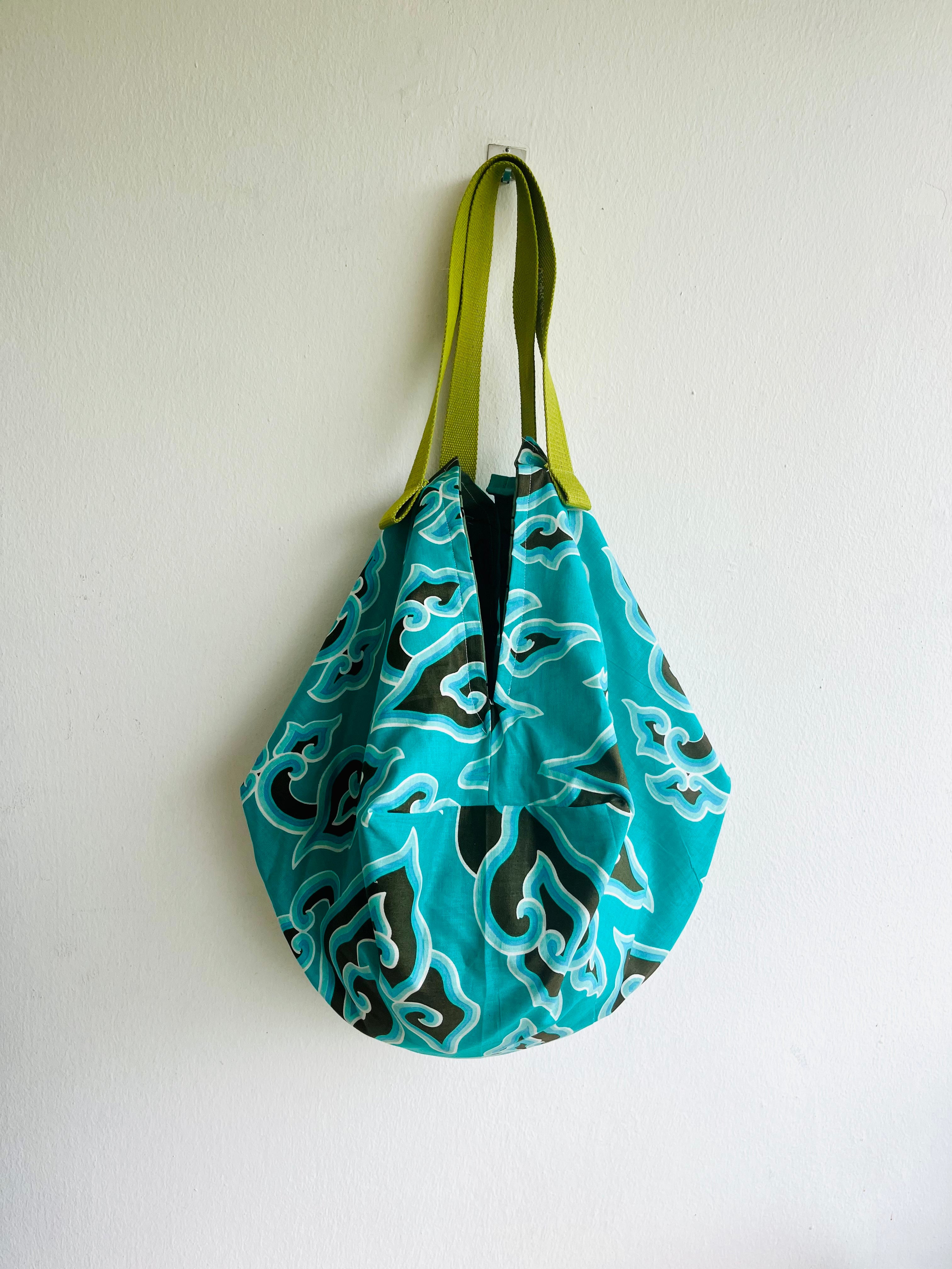 Origami sac bag , reversible shoulder fabric bag, boho style eco