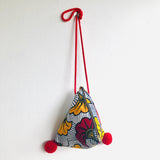 Dumpling bag , triangle origami cross body bag,African eco bag | African flowers - Jiakuma