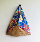Origami bento bag , colorful triangle shoulder bag  , cool cork tote bag | Lucky dragon & raw cork - Jiakuma