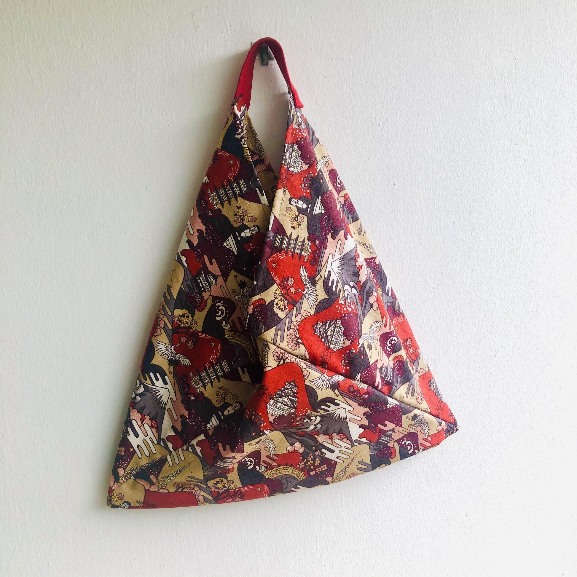 Bento tote bag , origami shoulder bag, colorful eco friendly bag | Red mountains - Jiakuma