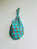 Origami colorful bag , knot Japanese inspired bag , reversible fabric wrist bag | Gambas 🍤