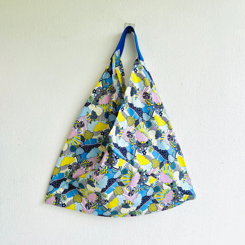Japanese inspired bento bag , origami fabric bag , colorful print bag , eco friendly shopping bag | Carnaby street