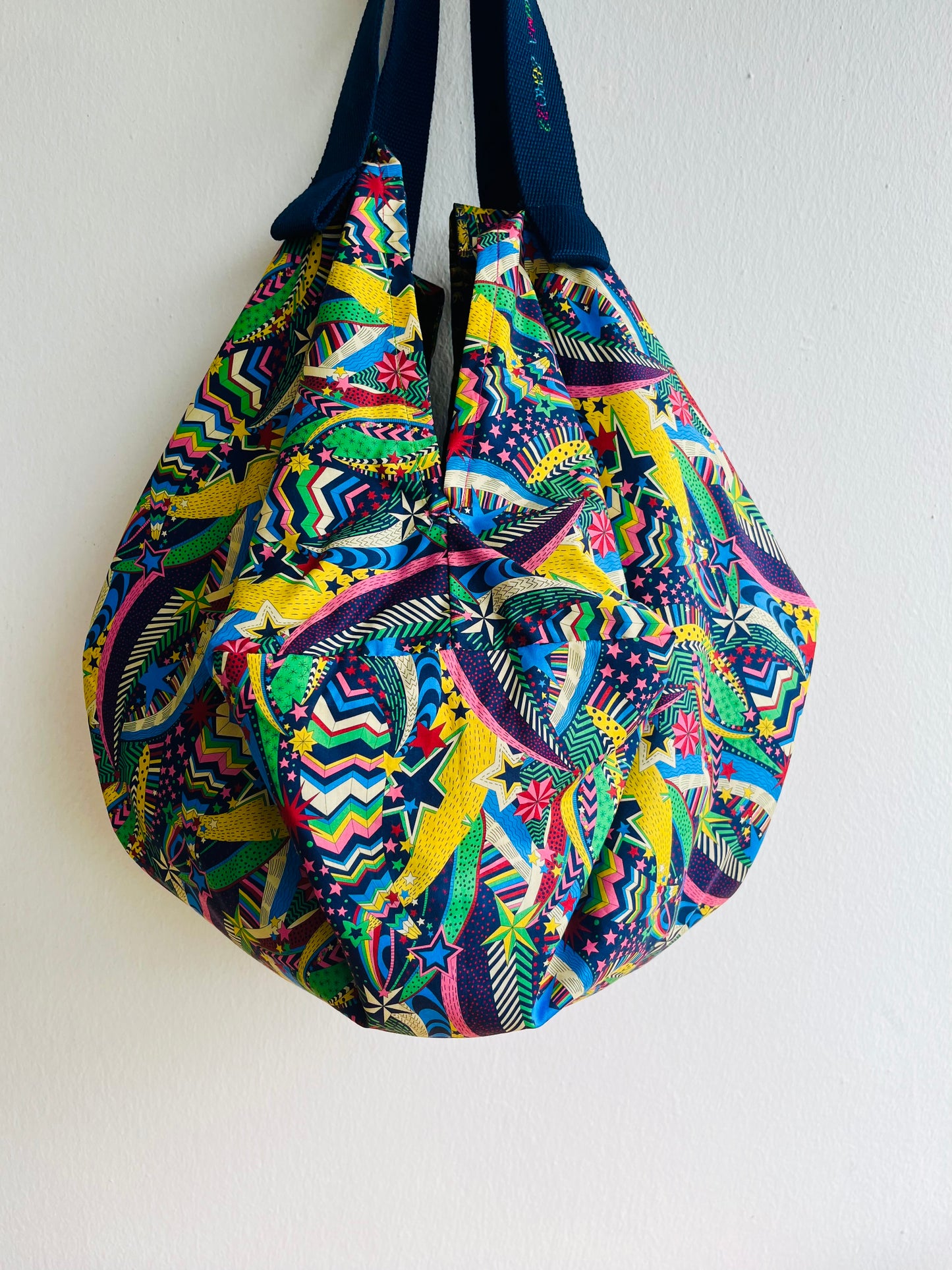 Origami sac bag , colorful fabric Japanes inspired bag , reversible eco friendly bag | Zero22 colorful pride