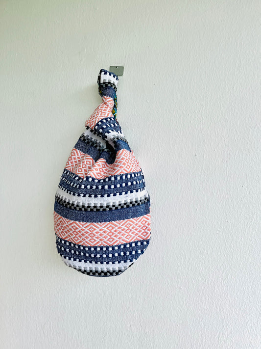 Origami knot bag , reversible wrist Japanese inspired bag , small fabric boho bag , colorful origami bag | Batik boho - Jiakuma