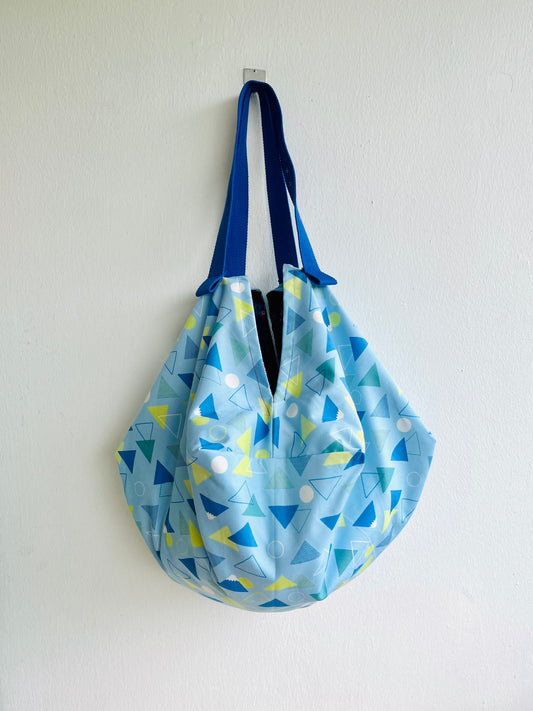 Sac origami bag , Japanese inspired shoulder bag , reversible sac fabric bag | Spring time in Mount Fuji - Jiakuma