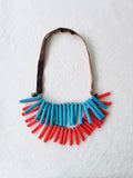 Tribal inspired boho necklace , handmade colorful statement necklace , bold fun and unique necklace | Irene