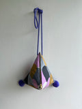 Small triangle origami bag , pom pom cool colorful bag , handmade eco friendly bag | Fish tail