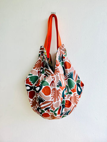 Origami sac bag, reversible cool fabric shoulder bag , Japanese inspired origami bag , colorful eco bag | I want to go to Australia to see Diana