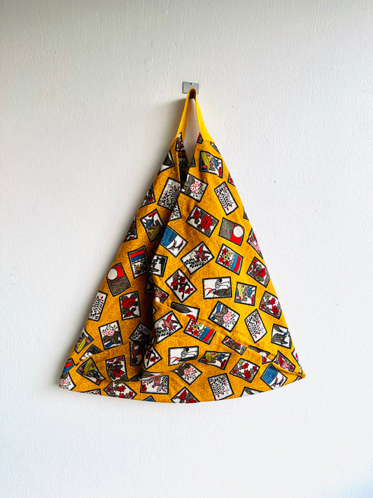 Origami bento bag , colorful tote triangle bag , ooak fabric bag , shoulder Japanese inspired bag | Getting ready for my next trip to Japan - Jiakuma