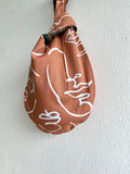 Small Japanese inspired bag , cute knot origami reversible bag , wrist bag | Apache