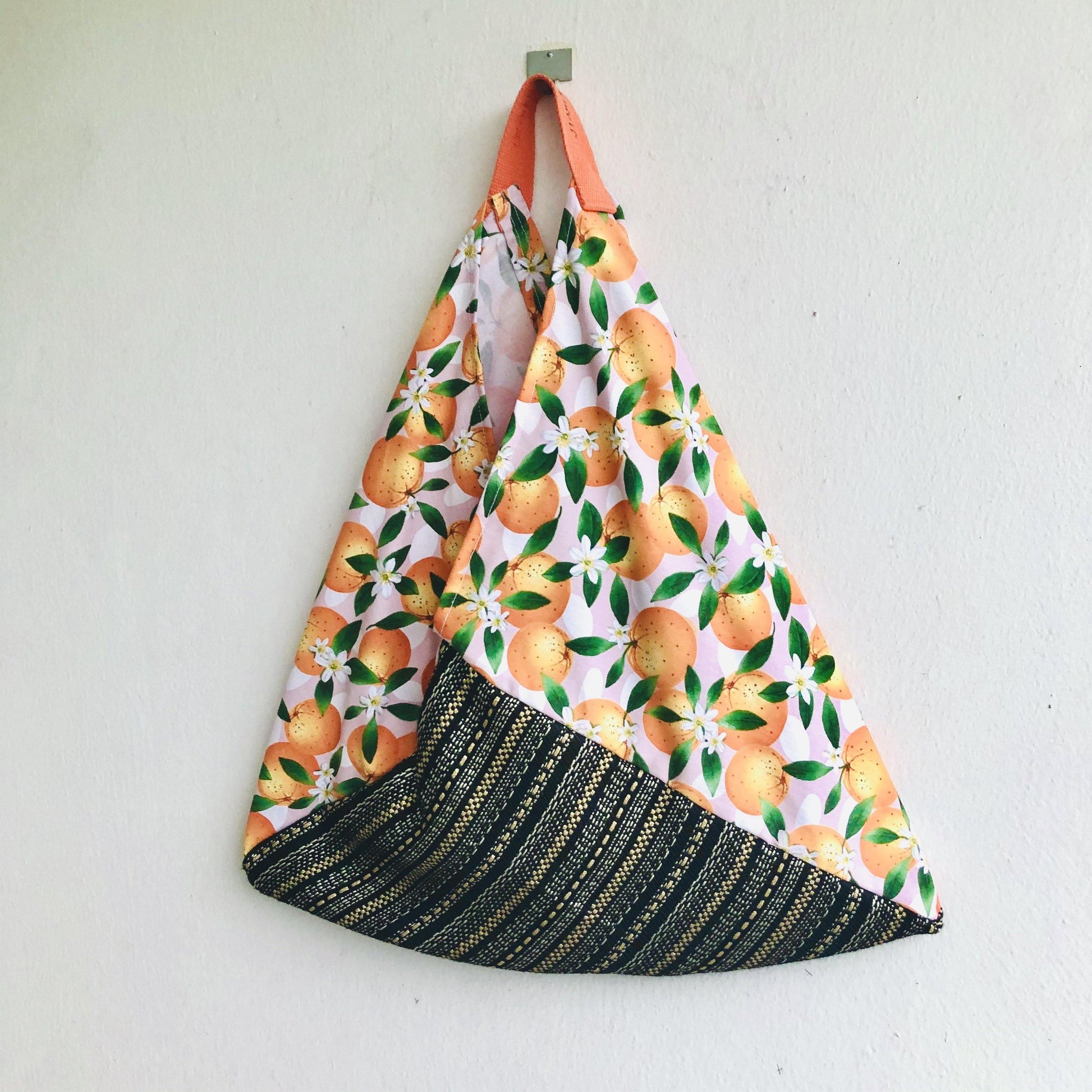 Origami bento bag , triangle tote Japanese inspired bag | Sicilian Oranges & Gold - Jiakuma