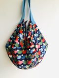 Origami sac bag , reversible fabric shoulder bag , handmade colorful Japanese inspired bag | Colorful traffic jam - Jiakuma