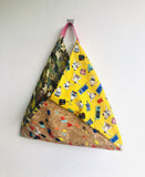 Origami bento bag , shoulder tote bag , Japanese fabric triangle bag | Japan & Confetti cork - Jiakuma