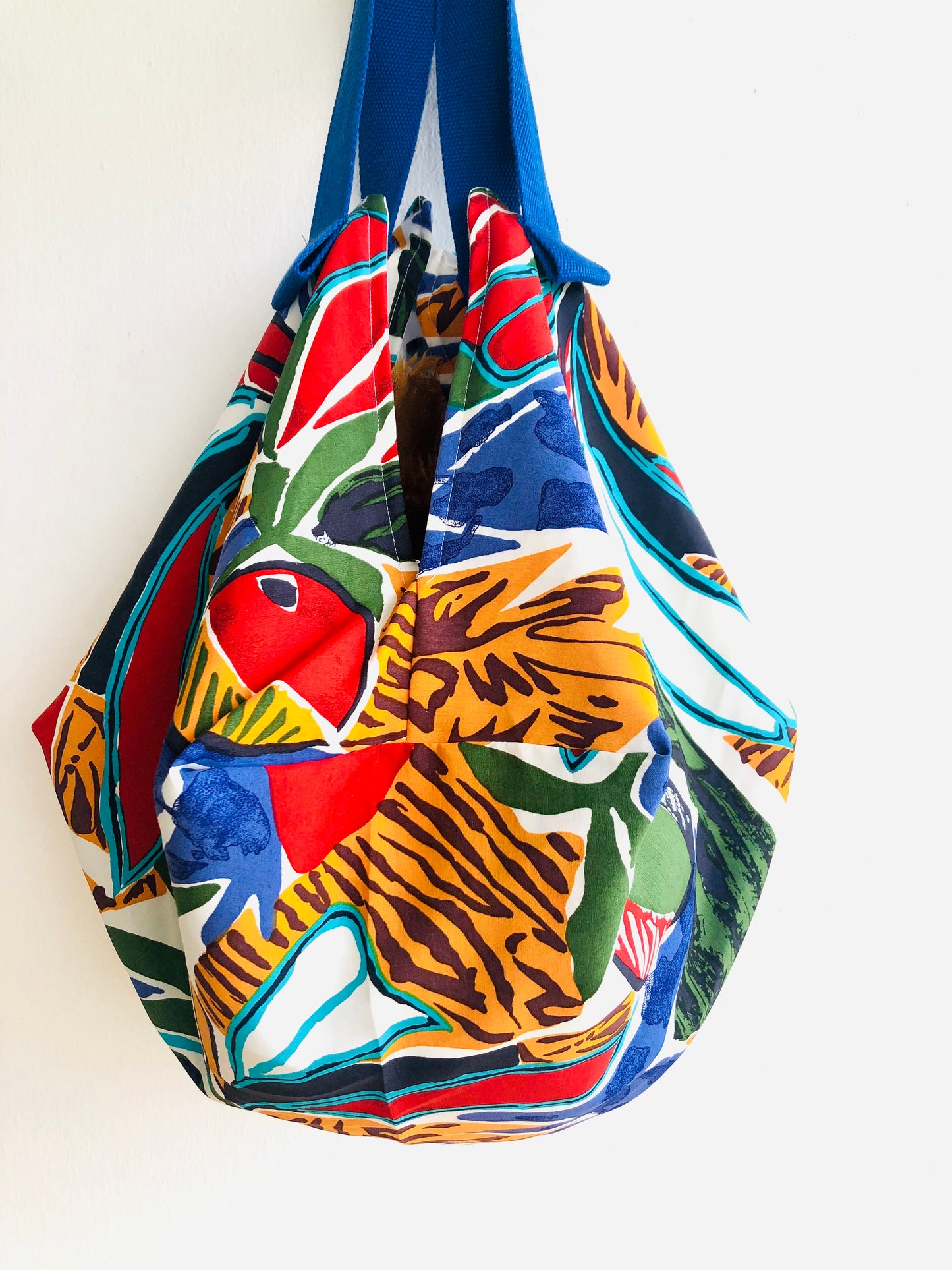 Colorful sac shoulder bag , origami sac bag , reversible fabric Japanese inspired bag | Colorful end of the summer